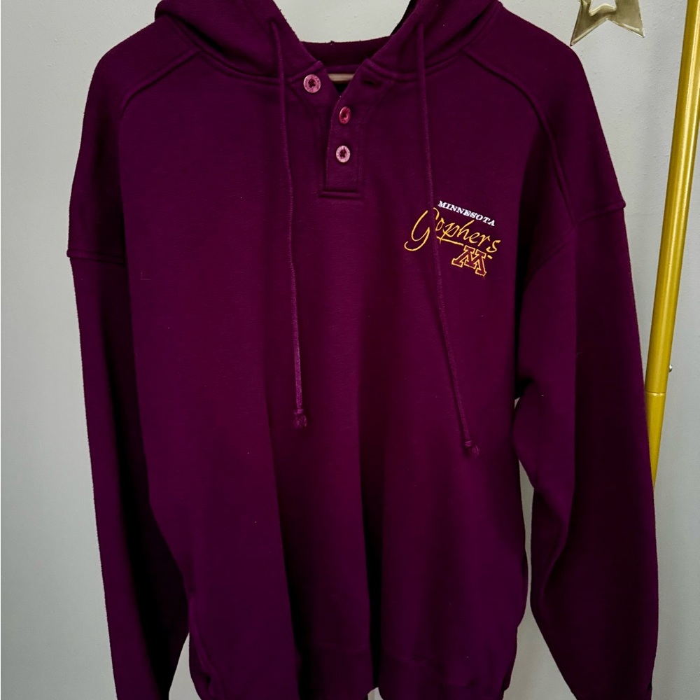 Vintage Starter Minnesota Gophers Hoodie L Maroon Henley NCAA Sweatshirt
